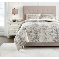 Queen Addey Bone/Charcoal Comforter Set