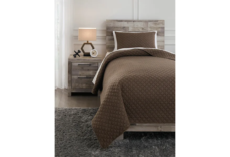 Bedding Sets Twin Ryter Brown Coverlet Set by Signature Design by Ashley at VanDrie Home Furnishings