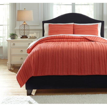 King Solsta Coral Coverlet Set