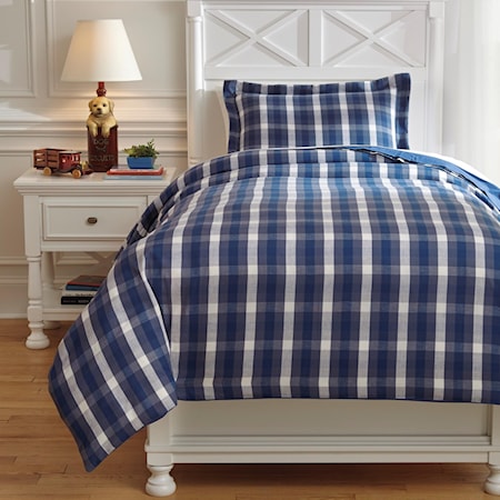 Twin Baret Blue Duvet Cover Set