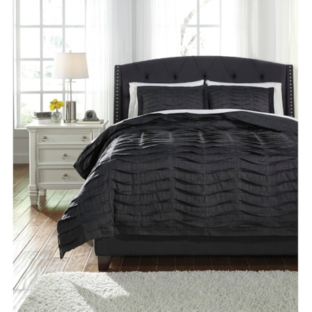 Queen Voltos Charcoal Duvet Cover Set