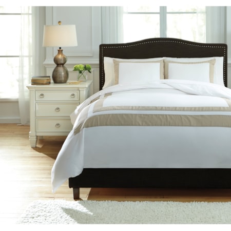 Queen Andor White Sand Duvet Cover Set