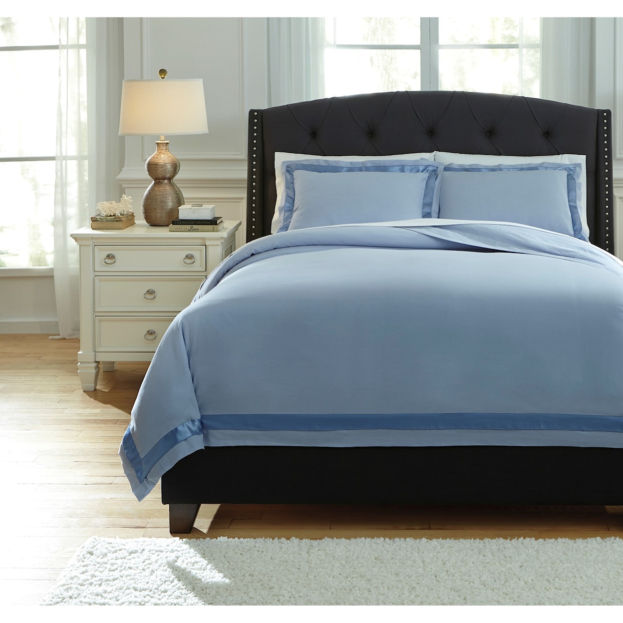 Signature Design by Ashley Furniture Bedding Sets Queen Faraday Soft Blue Duvet Cover Set