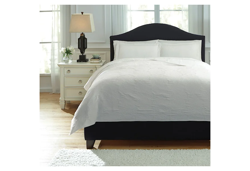 Bedding Sets King Bazek White Coverlet Set by Signature Design by Ashley Furniture at Sam's Appliance & Furniture