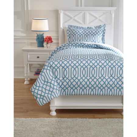 Twin Loomis Aqua Comforter Set