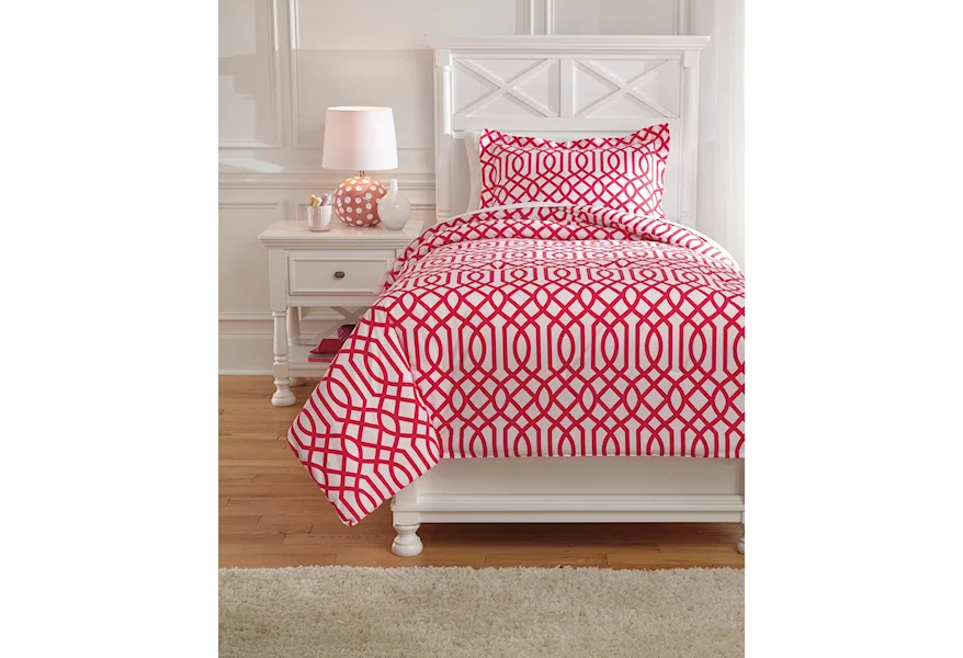 Bedding Sets Twin Loomis Fuschsia Comforter Set by Ashley (Signature Design) at Johnny Janosik