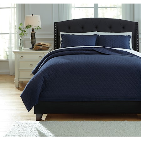 Queen Alecio Navy Quilt Set