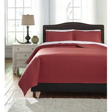 King Alecio Red Quilt Set