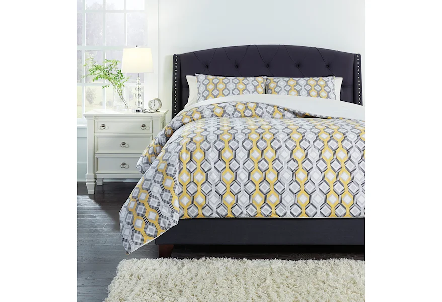 Bedding Sets King Mato Gray/Yellow/White Comforter Set by Signature Design by Ashley at VanDrie Home Furnishings