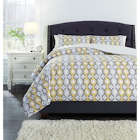 King Mato Gray/Yellow/White Comforter Set