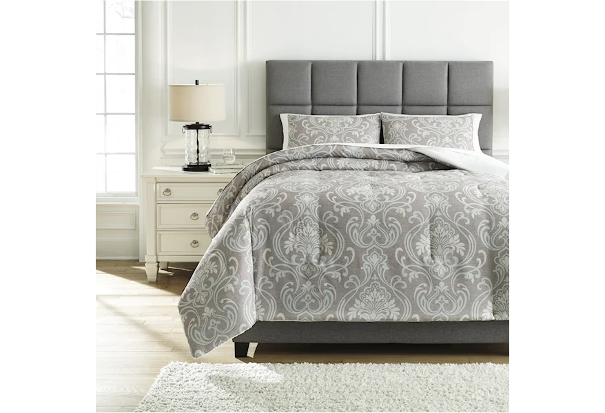 Bedding Sets King Noel Gray/Tan Comforter Set by Signature Design by Ashley at Dream Home Interiors