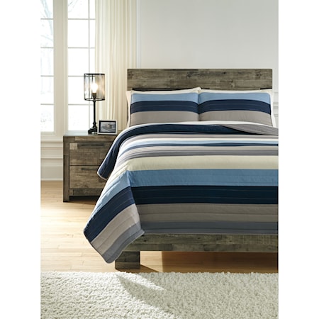 Full Winifred Blue/Gray/Tan Bedding Set