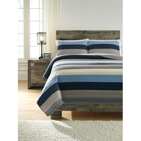 Full Winifred Blue/Gray/Tan Bedding Set