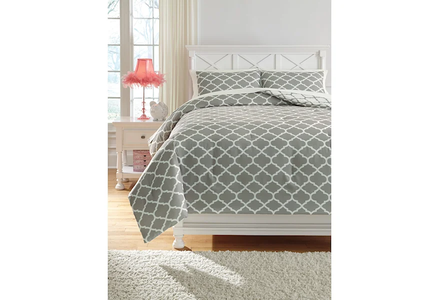 Bedding Sets Full Media Gray/White Comforter Set by Signature Design by Ashley at VanDrie Home Furnishings