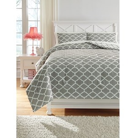 Full Media Gray/White Comforter Set