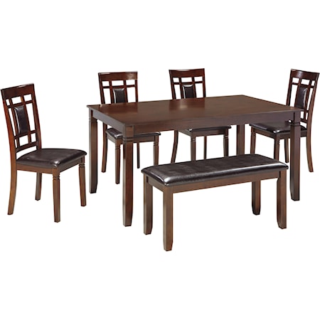 Contemporary 6-Piece Dining Room Table Set with Bench