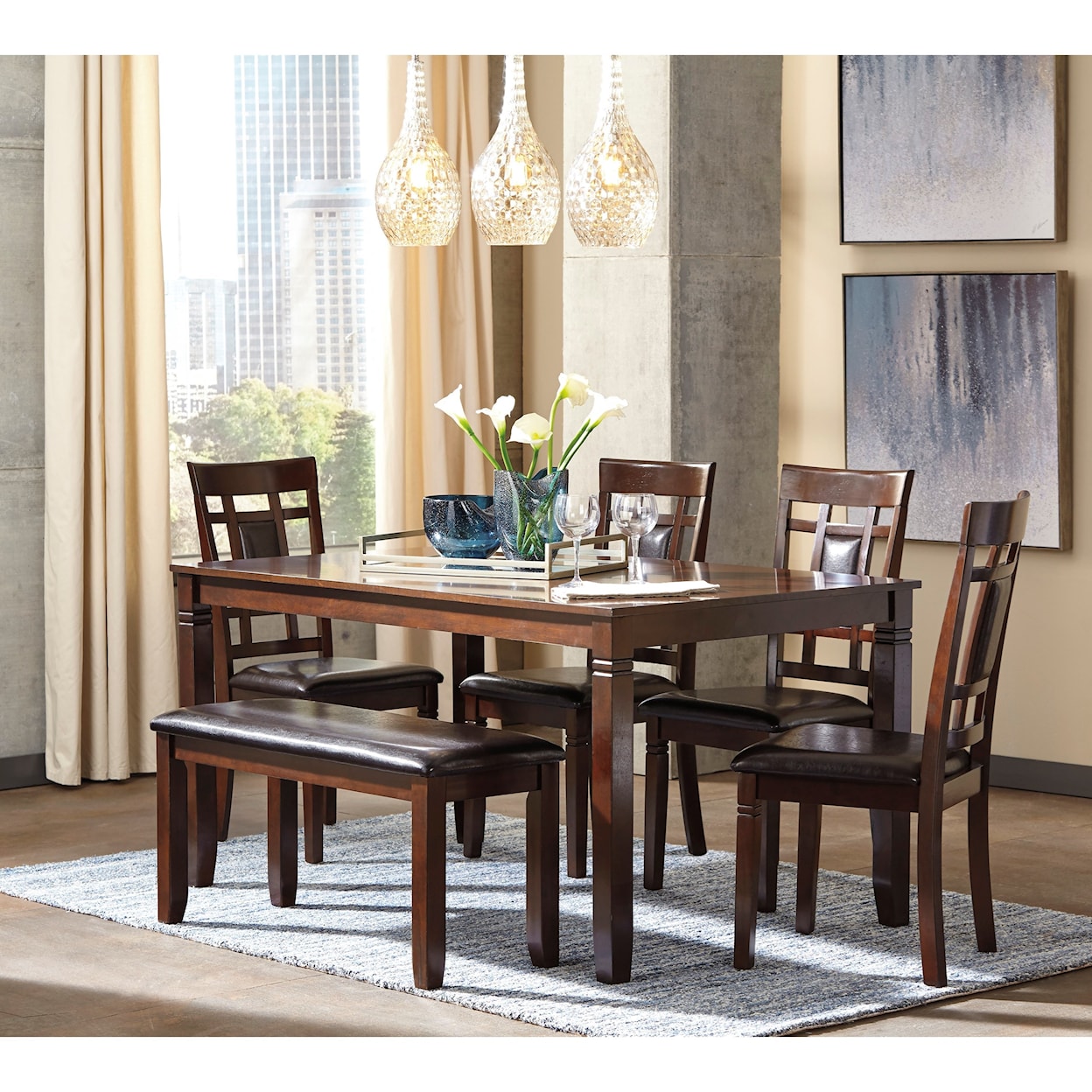 Ashley Signature Design Bennox 6-Piece Dining Room Table Set