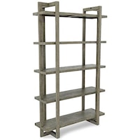 Distressed Gray Solid Wood Oak Bookcase