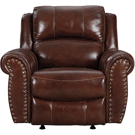 Traditional Power Rocker Recliner with Nailhead Trim