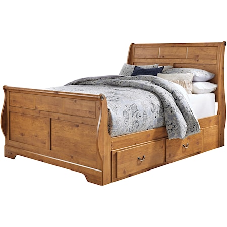Queen Sleigh Bed with Under Bed Storage