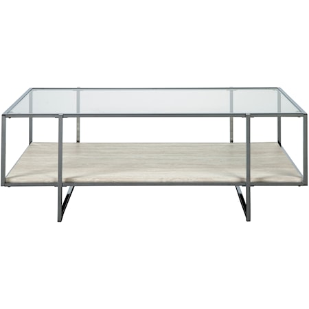 Modern Rectangular Cocktail Table with Glass Top