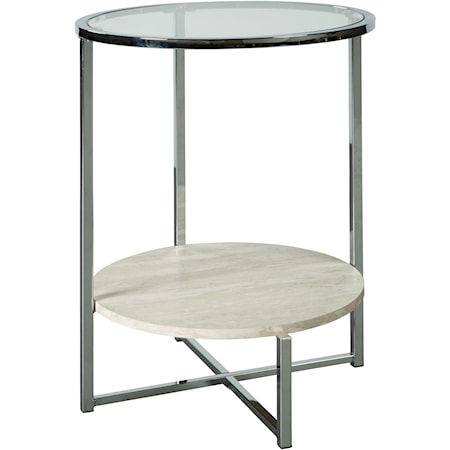 Modern Round End Table with Glass Top