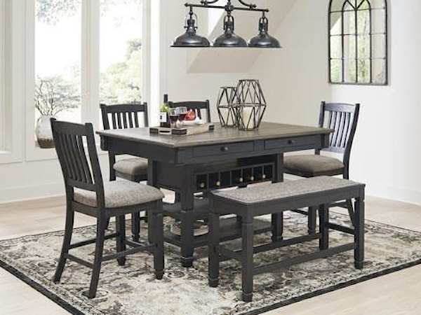 6-Piece Counter Table with Bench and Stools