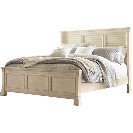 King Louvered Headboard Panel Bed