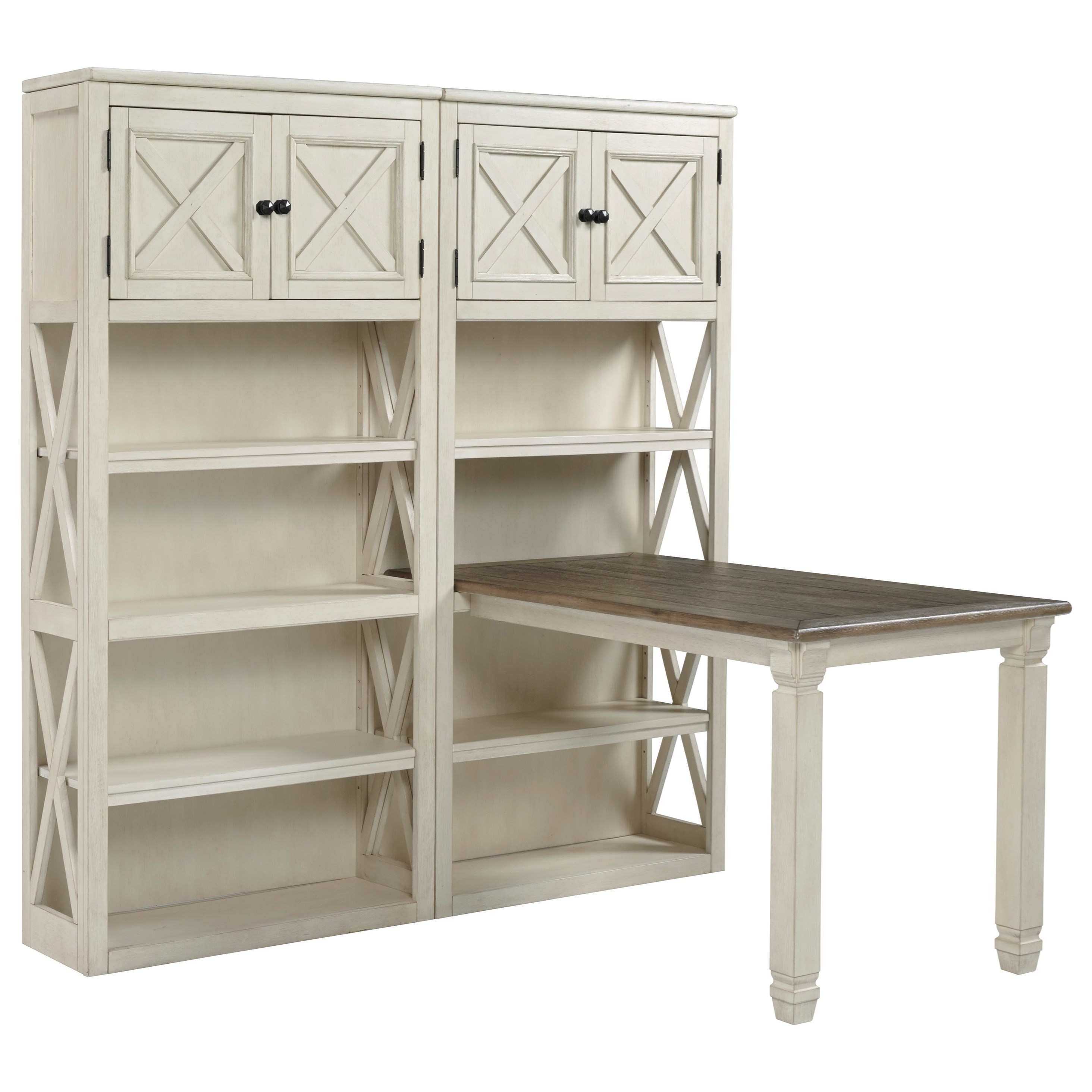 Return Desk with Two Bookcases
