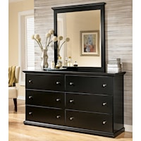 Casual 6 Drawer Dresser and Moulded Landscape Mirror
