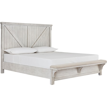 California King Bed with Footboard Bench
