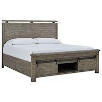 Rustic Queen Reclaimed Wood Panel Bed with Storage