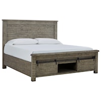Rustic California King Reclaimed Wood Panel Bed with Storage