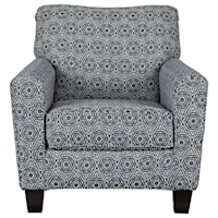 Accent Chair with Blue Medallion Fabric