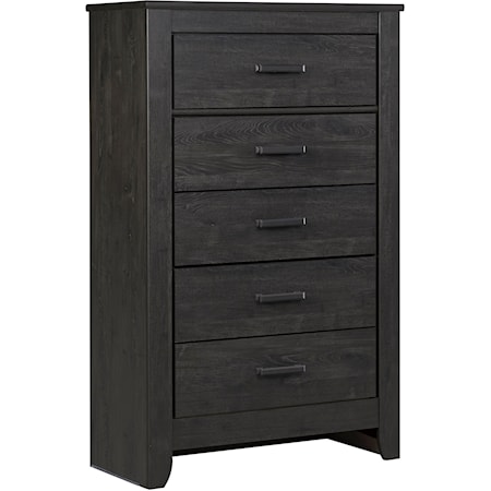 Contemporary Five Drawer Chest in Charcoal Finish