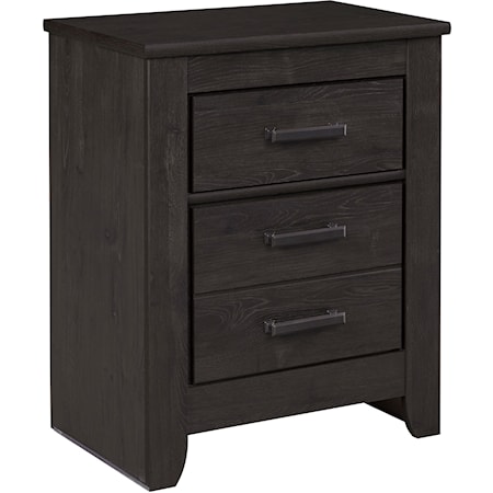 Contemporary Two Drawer Night Stand in Charcoal Finish