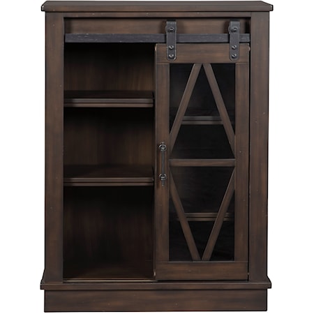 Accent Cabinet with Glass Barn Door