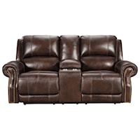 Traditional Power Reclining Console Loveseat with USB Port