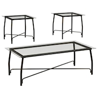 3-Piece Occasional Table Set with Glass Tops