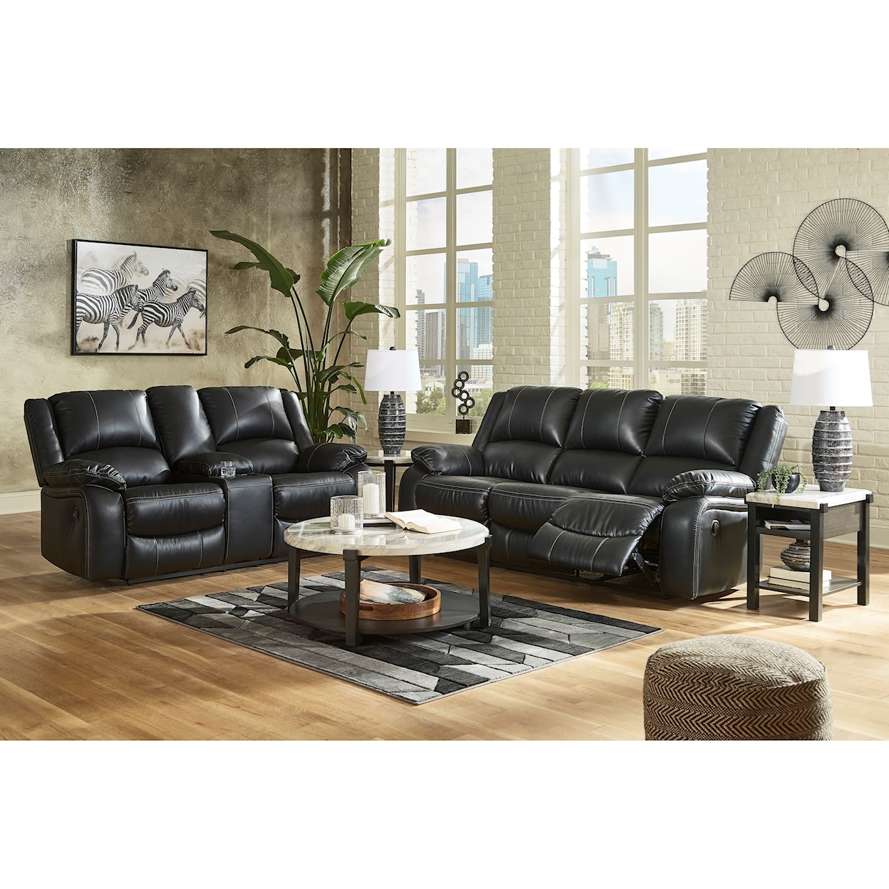 Signature Design by Ashley Calderwell Double Reclining Loveseat w/ Console