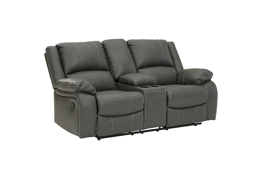 Calderwell Double Rec Loveseat w/ Console by Signature Design by Ashley at Pilgrim Furniture City