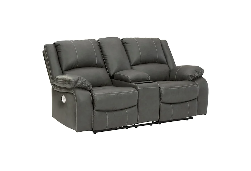 Calderwell Dbl Rec Pwr Loveseat w/ Console by StyleLine at EFO Furniture Outlet