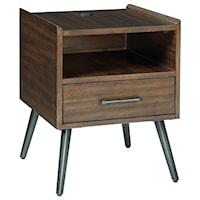 Mid-Century Modern End Table with USB Ports