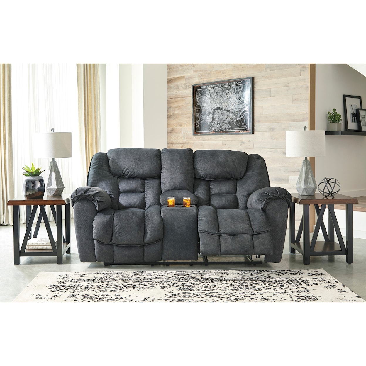 Signature Design by Ashley Furniture Capehorn Double Reclining Loveseat w/ Console