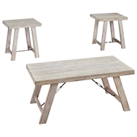 Farmhouse 3-Piece Occasional Table Set in Whitewash Finish