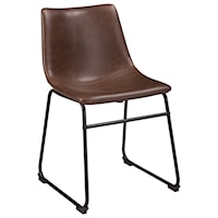 Contemporary Brown Faux Leather Dining Upholstered Side Chair with Bucket Seat