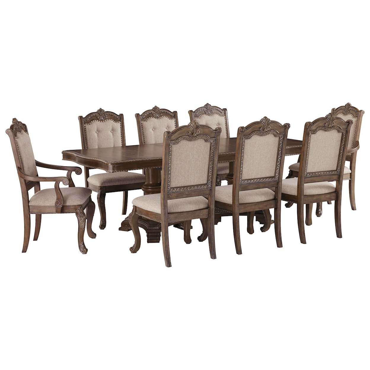 Signature Design by Ashley Furniture Charmond 9-Piece Rectangular Extension Table Set