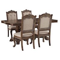 Traditional 5-Piece Rectangular Extension Table Set