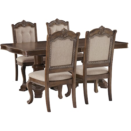 Traditional 5-Piece Rectangular Extension Table Set