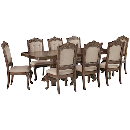 Traditional 9-Piece Rectangular Extension Table Set